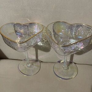 Heart-Shaped Gold Rimmed Glass Goblets